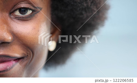 Close up of a Black female face Close up of a Black female face 122206585