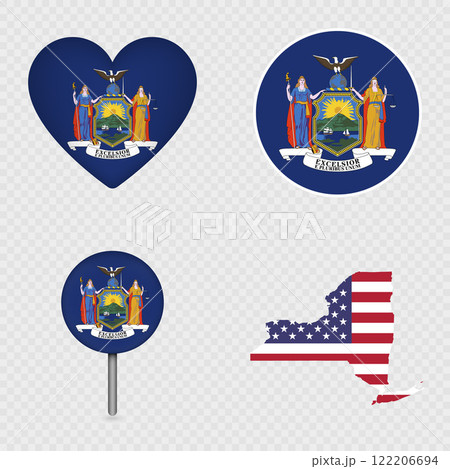 New York State Flag Icons Pack. Vector illustration. New York State Flag Icons Pack. Vector illustration. 122206694