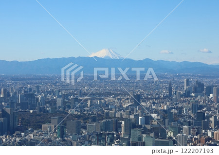 スカイツリーから見た富士山と都心 122207193