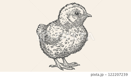 Chick. Chicken chick, sketch drawing. Vintage...のイラスト素材 [122207239] - PIXTA