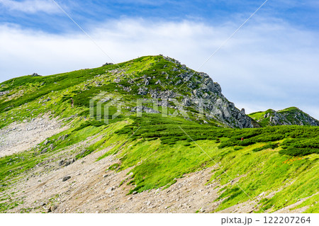 丸山側から見る双六岳の山頂　北アルプス双六岳三俣蓮華岳登山 122207264