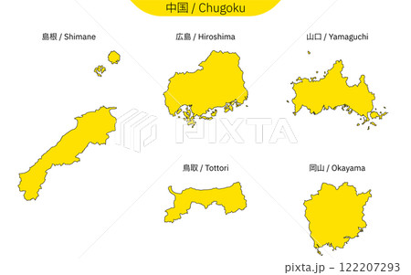 中国地方の地図(線画) 中国地方の地図(線画) 122207293