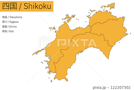 四国地方の地図(線画) 四国地方の地図(線画) 122207302