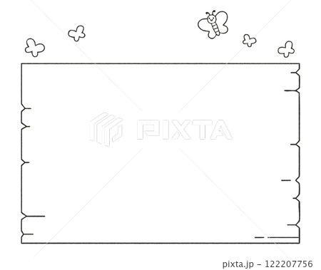 手描きの蝶が舞う春らしいシンプルなフレーム素材 122207756