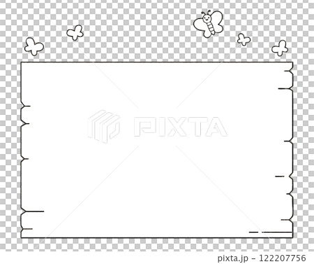 手描きの蝶が舞う春らしいシンプルなフレーム素材 122207756