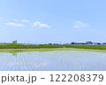 愛知県西尾市の植え付け直後の田園風景 122208379