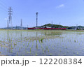 愛知県西尾市の植え付け直後の田園風景 122208384