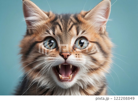 portrait of a scared cat with wide open eyes 122208849