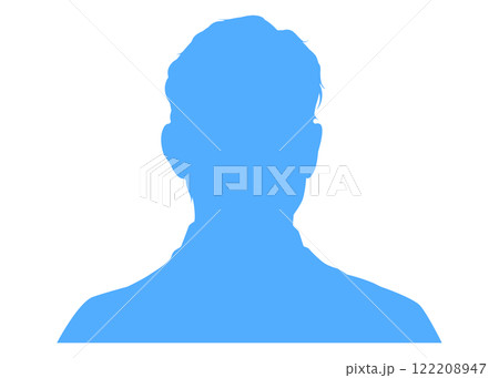 日本人ビジネスマンの証明写真シルエット 青色スーツ姿のバストアップ(白背景) 日本人ビジネスマンの証明写真シルエット 青色スーツ姿のバストアップ(白背景) 122208947