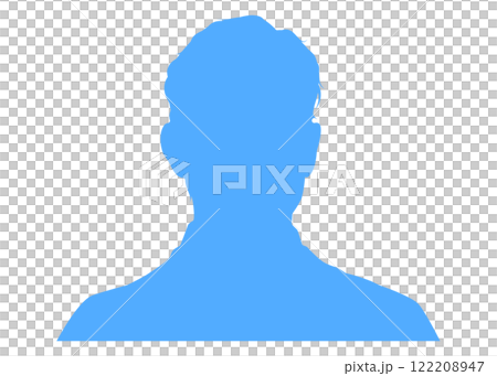 Silhouette of a Japanese businessman's ID photo Bust-up of a man in a blue suit (white background) 122208947