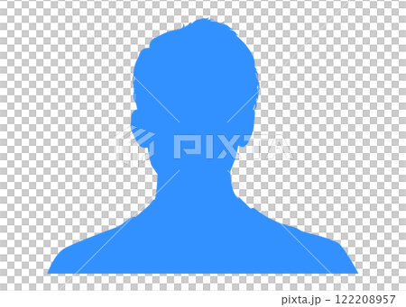 日本男子證件照片剪影藍色半身像插圖（白色背景，圖示素材） 122208957