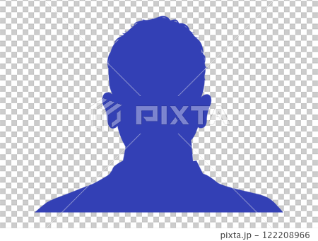 青の人物シルエット 正面向きの男性アイコン素材 122208966
