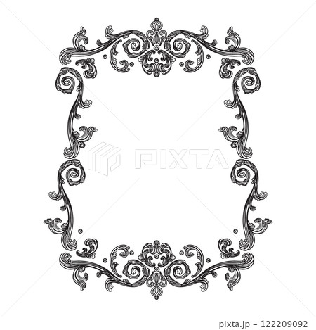 Beautiful hand drawing baroque frame vector illustration 122209092