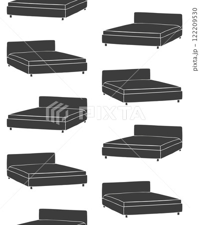 Vector seamless pattern of hand drawn bed 122209530
