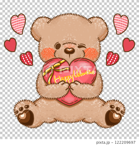 A bear hugging a Valentine's chocolate A bear hugging a Valentine's chocolate 122209697