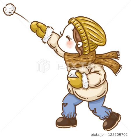 雪合戦を楽しむ女の子 122209702