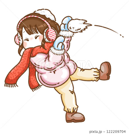雪合戦で雪にぶつかっちゃった女の子 雪合戦で雪にぶつかっちゃった女の子 122209704