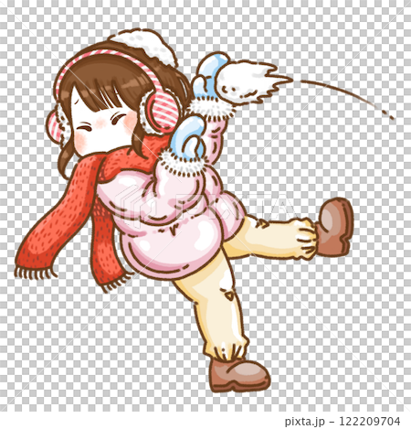 打雪仗時被雪擊中的女孩 122209704