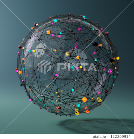 Network of Connections: A Colorful Web in a Green Landscape 122209934