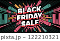 Black Friday Sale Text Illuminates Dark Background for Shopping Extravaganza. Neon Promotional Banner Announces Massive Discounts and Holiday Deals for Retail Therapy. 122210321