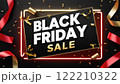 Black Friday Sale Text Illuminates Dark Background for Shopping Extravaganza. Neon Promotional Banner Announces Massive Discounts and Holiday Deals for Retail Therapy. 122210322