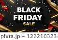 Black Friday Sale Text Illuminates Dark Background for Shopping Extravaganza. Neon Promotional Banner Announces Massive Discounts and Holiday Deals for Retail Therapy. 122210323