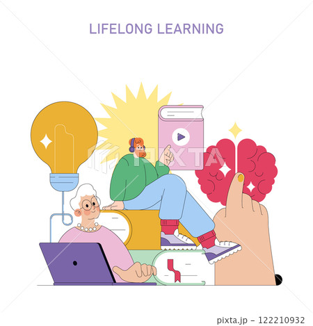 Career Change concept. Individuals engaging in self-improvement and skill development. Embracing new opportunities, continuous growth. Vector illustration. Career Change concept. Individuals engaging in self-improvement and skill development. Embracing new opportunities, continuous growth. Vector illustration. 122210932