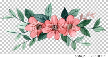 text divider. watercolor drawing of cute flowers and leaves, illustration in simple style. scrapbooking 122210993