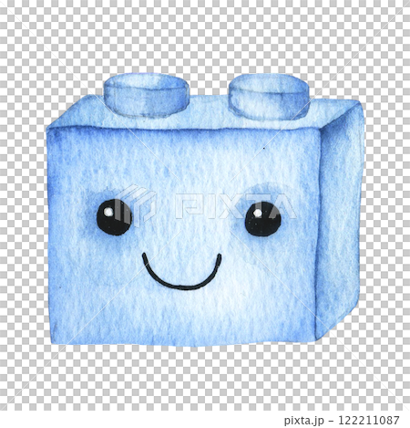 cute illustration for children, toy brick block. toy for boys, watercolor clip art. 122211087