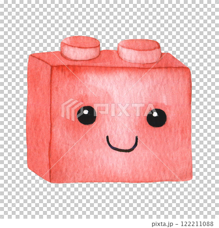cute illustration for children, toy brick block. toy for boys, watercolor clip art. 122211088
