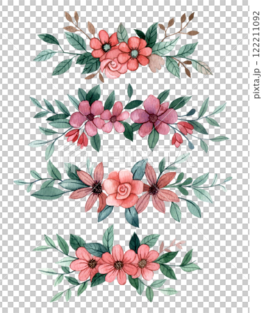 set of text dividers. watercolor drawing of cute flowers and leaves, illustration in simple style. scrapbooking 122211092