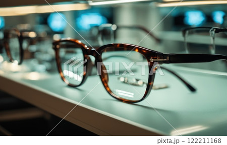 Glasses, Eyeglasses Optical Store, Fashion eyewear at night market, Colorful glasses, Glasses on shelf, Glasses in optical store shopping mall (Selective Focus). AI Glasses, Eyeglasses Optical Store, Fashion eyewear at night market, Colorful glasses, Glasses on shelf, Glasses in optical store shopping mall (Selective Focus). AI 122211168
