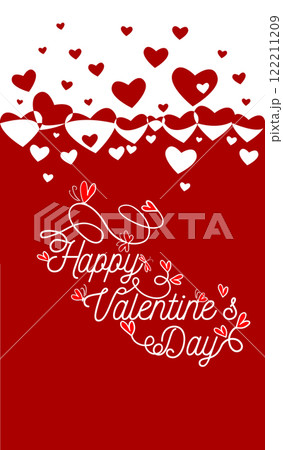 Happy Valentine's Day Card. hand drawn. Not AI, Vector illustration. 122211209