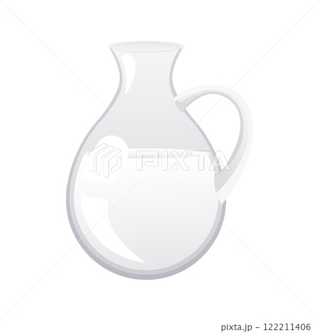 Cow milk in glass jar in flat design. Farm dairy product, drink in jug. Vector illustration isolated. Cow milk in glass jar in flat design. Farm dairy product, drink in jug. Vector illustration isolated. 122211406
