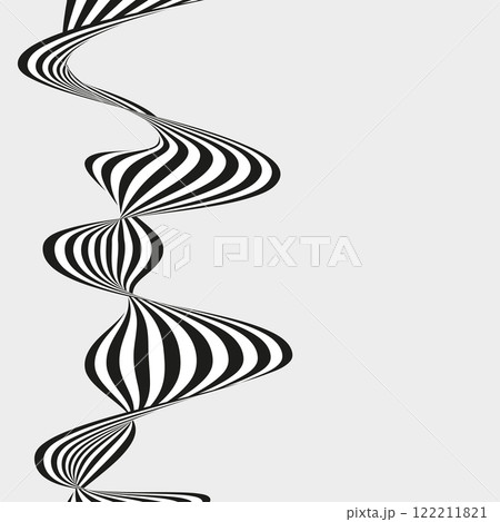 Abstract background of black and white stripes vertically twisted on a white background Abstract background of black and white stripes vertically twisted on a white background 122211821