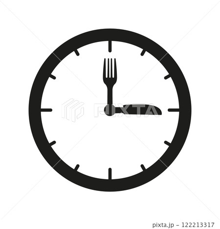Clock Icon Showing Mealtime With Cutlery Hands, Eating Schedule Concept. Isolated Vector Illustration 122213317