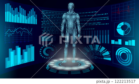 Robot cyborg with artificial intelligence system. Humanoid industrial android robot with machine learning assistance AI. Voice chatbot support business vector illustration 122213517