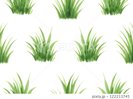 水彩の草のテクスチャ：シームレスデザイン 122213745