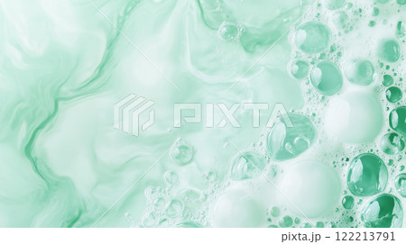 Abstract mint green bubbles and water texture for design background 122213791
