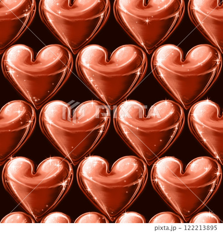 Endless repeating texture with painted hearts for children's prints, lovers and valentine's day.  122213895