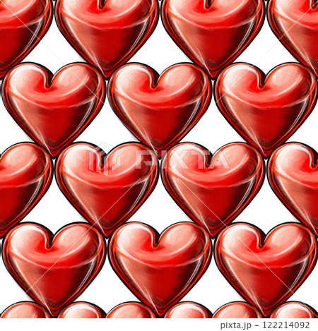 Seamless geometric pattern with painted hearts for children's prints, lovers and valentine's day. 122214092