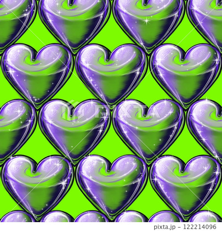 Seamless geometric pattern with painted hearts for children's prints, lovers and valentine's day. 122214096