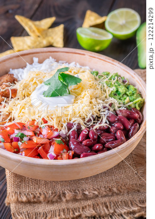 Large Burrito Bowl: Chicken, Rice, Beans, Guacamole, and More Large Burrito Bowl: Chicken, Rice, Beans, Guacamole, and More 122214299