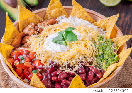 Large Burrito Bowl: Chicken, Rice, Beans, Guacamole, and More Large Burrito Bowl: Chicken, Rice, Beans, Guacamole, and More 122214300