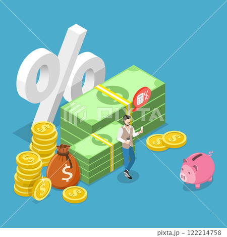3D Isometric Flat Vector Illustration of Commission Payment, Loan Interest 3D Isometric Flat Vector Illustration of Commission Payment, Loan Interest 122214758