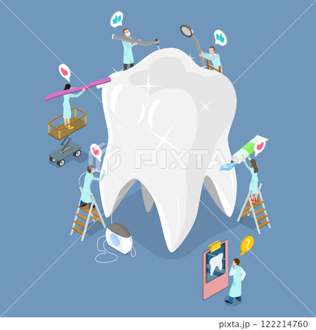 3D Isometric Flat Vector Illustration of Teeth Dentistry, Dental Care Treatment 3D Isometric Flat Vector Illustration of Teeth Dentistry, Dental Care Treatment 122214760
