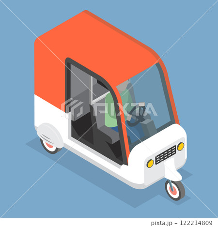 3D Isometric Flat Vector Illustration of Indian Public Transportation, Auto Rickshaw 122214809