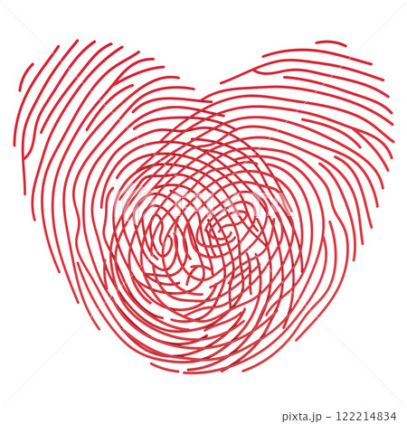 Red heart from fingerprints. Love and romance concept. 3D rendering 122214834