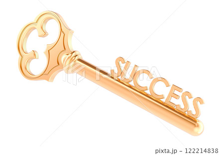 Success concept with golden key, 3D rendering 122214838