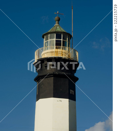 Historic Lighthouse Close Up with Blue Sky Historic Lighthouse Close Up with Blue Sky 122215719